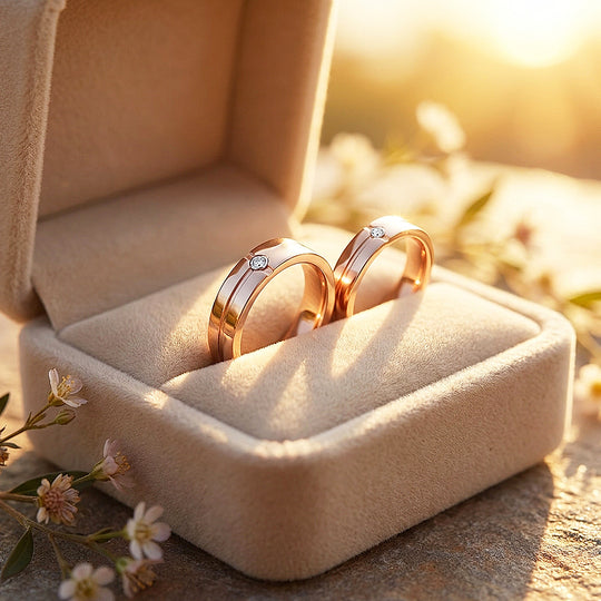 Fraiser | Tungsten Couple Rings | Rose Gold Wedding Bands