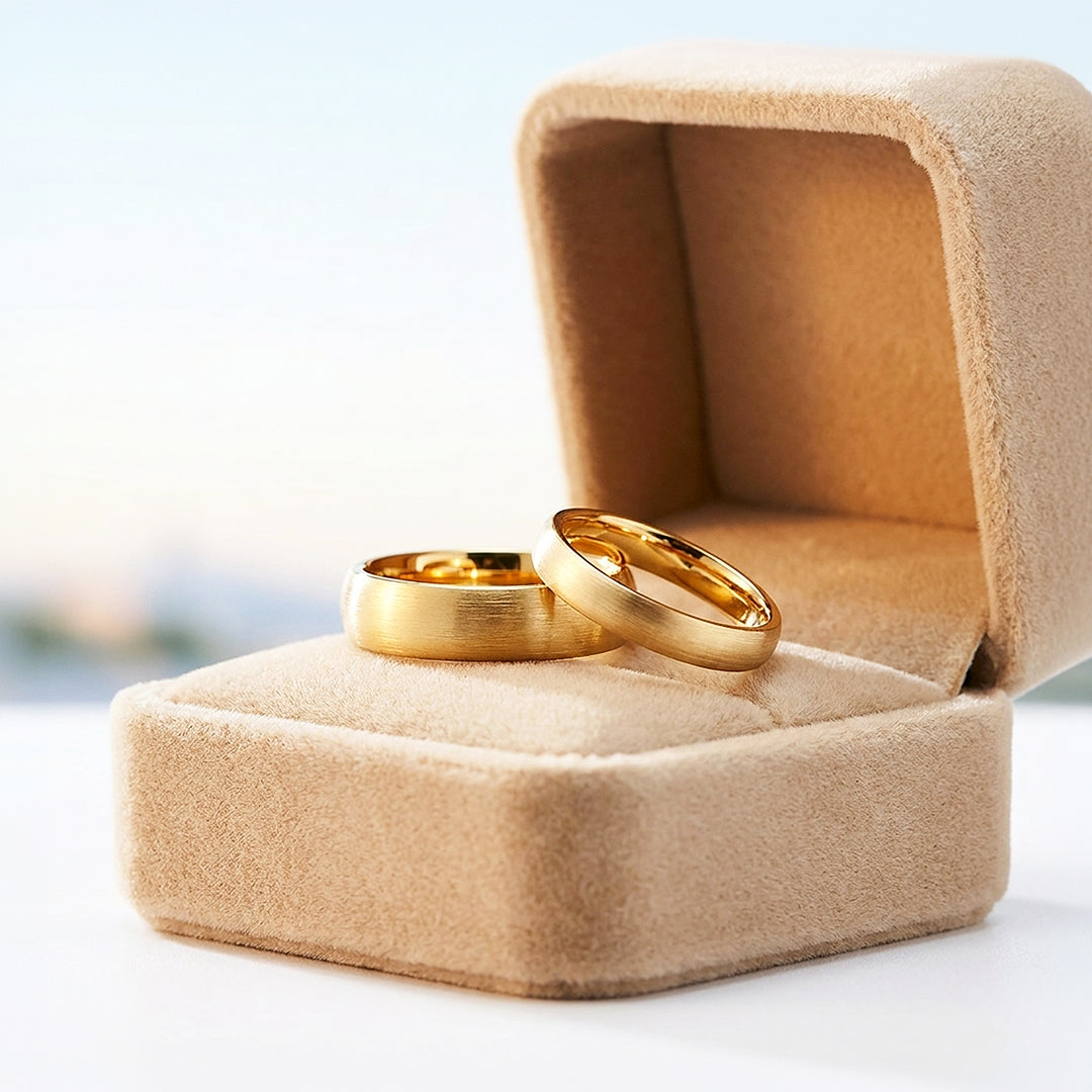 Granite | Brushed Tungsten Couple Rings | Black, Silver or Gold Wedding Bands