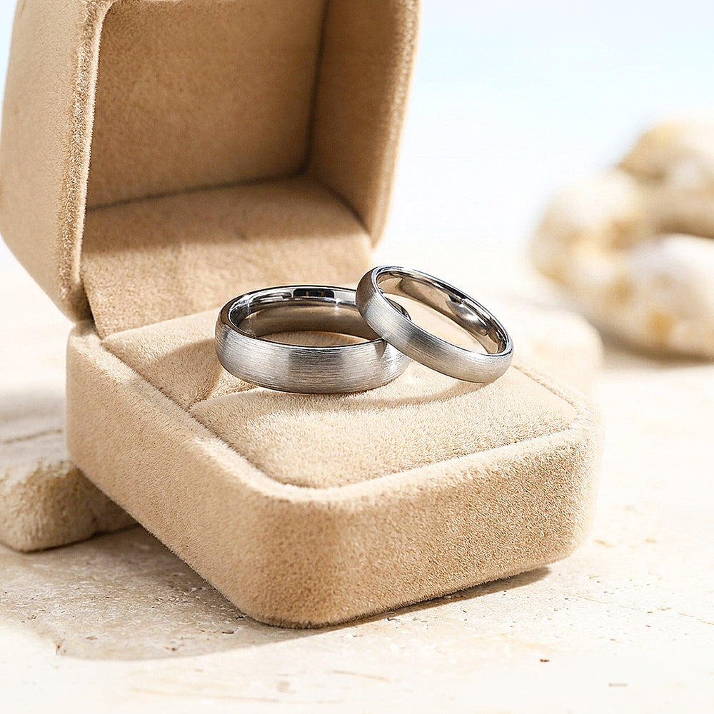 Granite | Brushed Tungsten Couple Rings | Black, Silver or Gold Wedding Bands