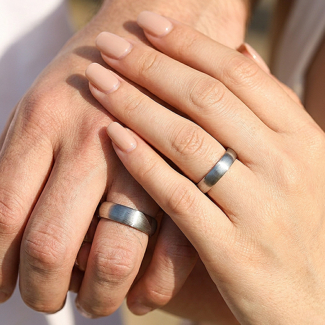 Granite | Brushed Tungsten Couple Rings | Black, Silver or Gold Wedding Bands