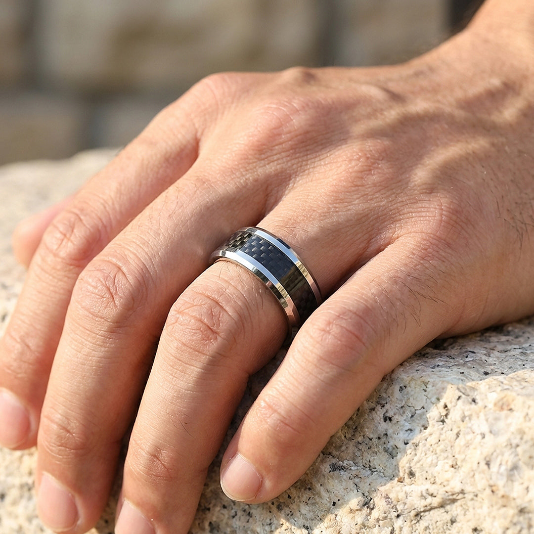 Herod Carbon Fiber Inlay Tungsten Carbide Ring