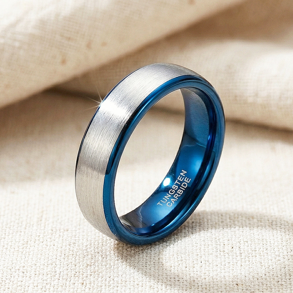 Holmes Brushed Blue Interior Tungsten Carbide Ring - Ring | Singapore Jewellery, Wedding Rings & Gifts | Same Day Delivery | Tiara.com.sg