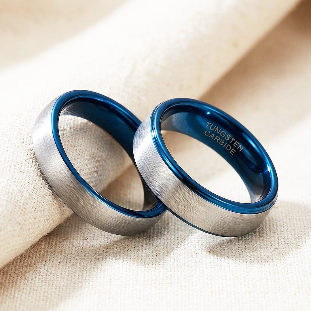 Holmes Brushed Blue Interior Tungsten Carbide Ring - Ring | Singapore Jewellery, Wedding Rings & Gifts | Same Day Delivery | Tiara.com.sg