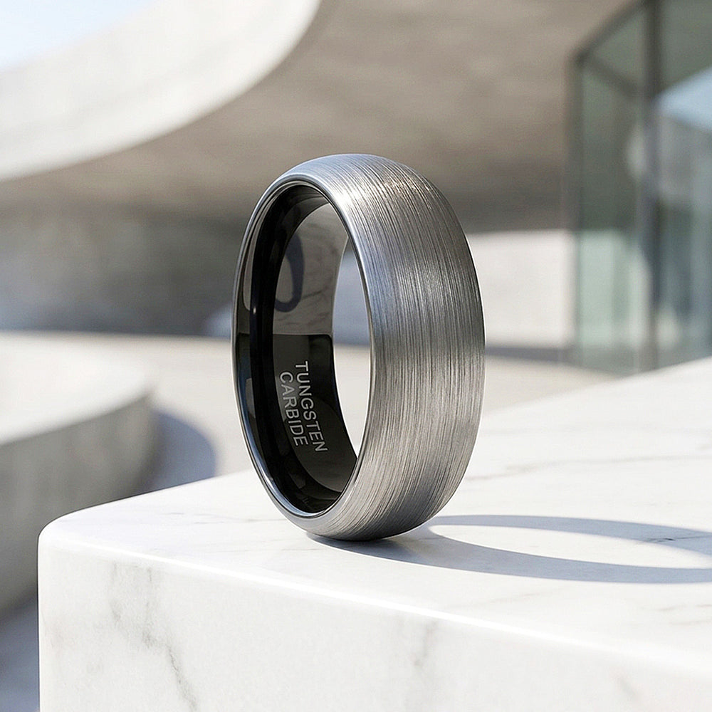 Igor | Brushed Silver Dome Tungsten Carbide | Men's Ring