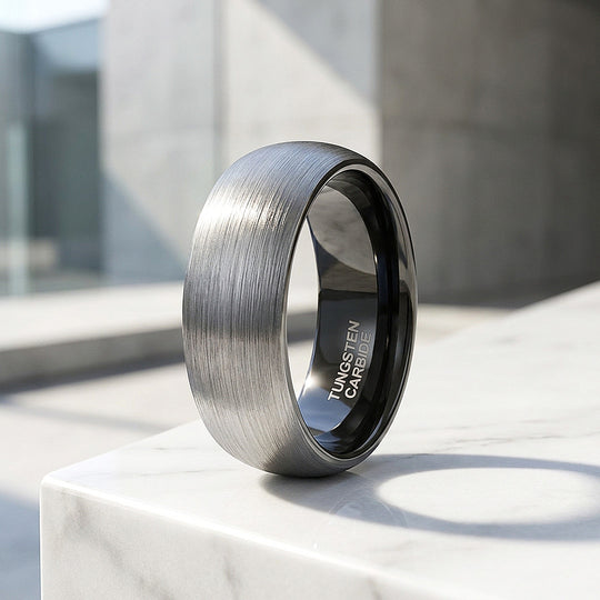 Igor | Brushed Silver Dome Tungsten Carbide | Men&