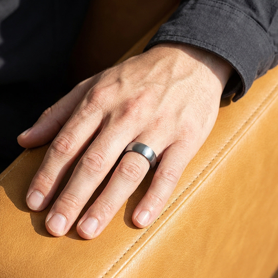 Igor | Brushed Silver Dome Tungsten Carbide | Men&