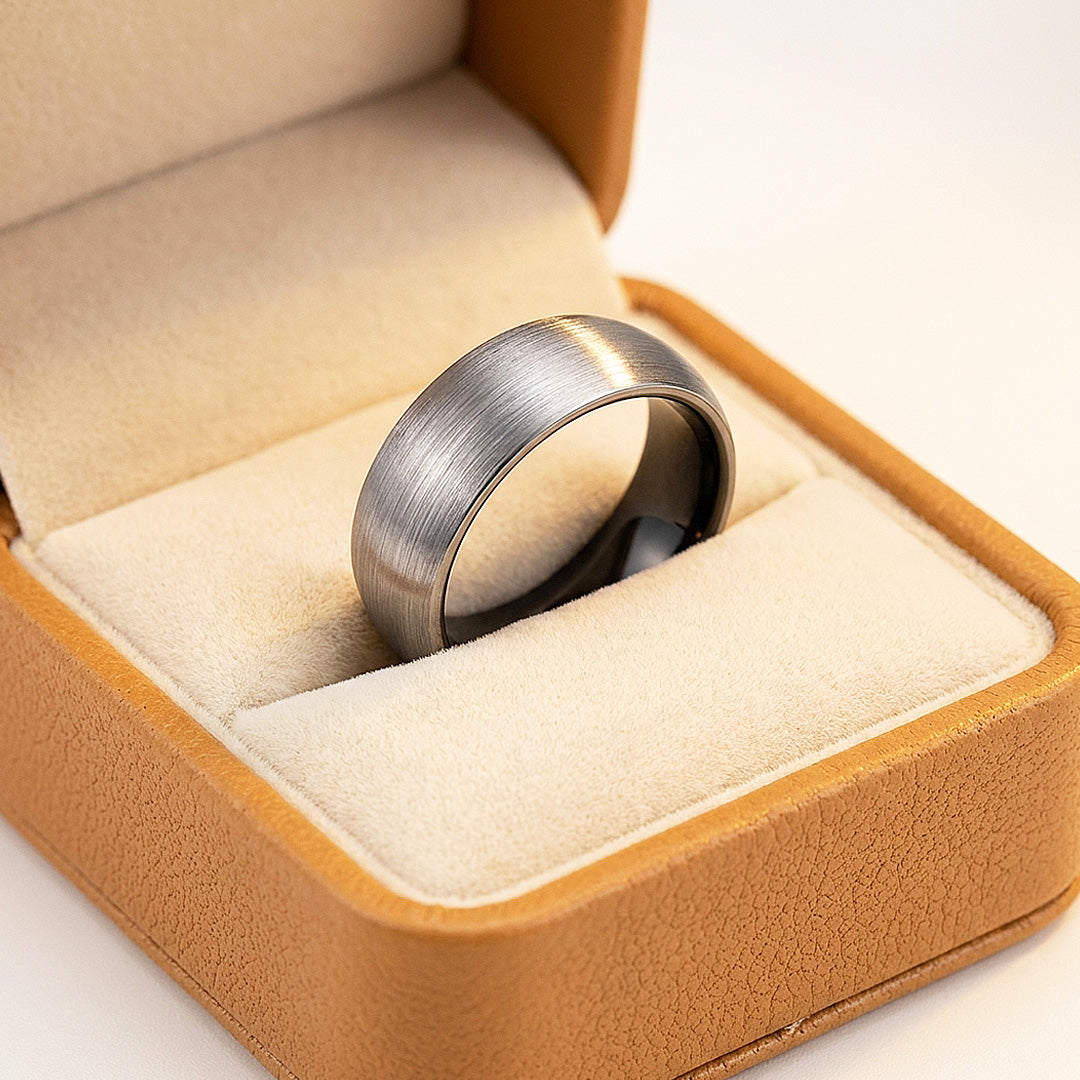 Igor | Brushed Silver Dome Tungsten Carbide | Men&