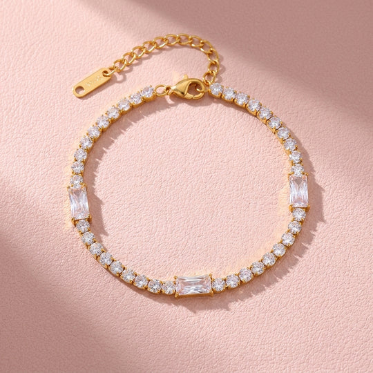 Baguette &amp; Round Mixed-Cut Tennis Bracelet | Diamond Simulant | Luxe6650