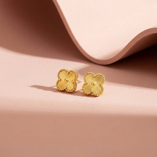 Four-Petal Beaded Floral Stud Earrings | Luxe3626