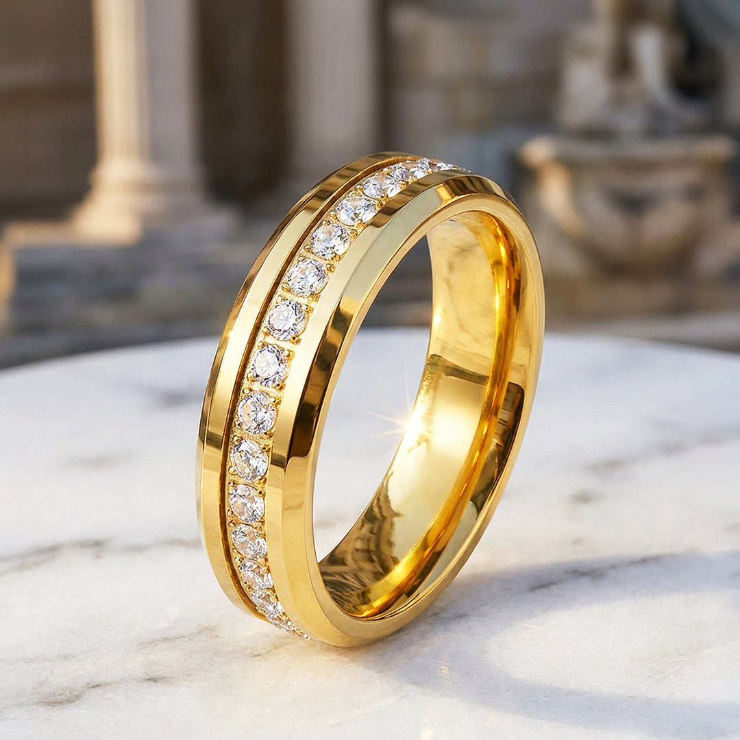 Knox Polished Gold Eternity Tungsten Carbide Ring