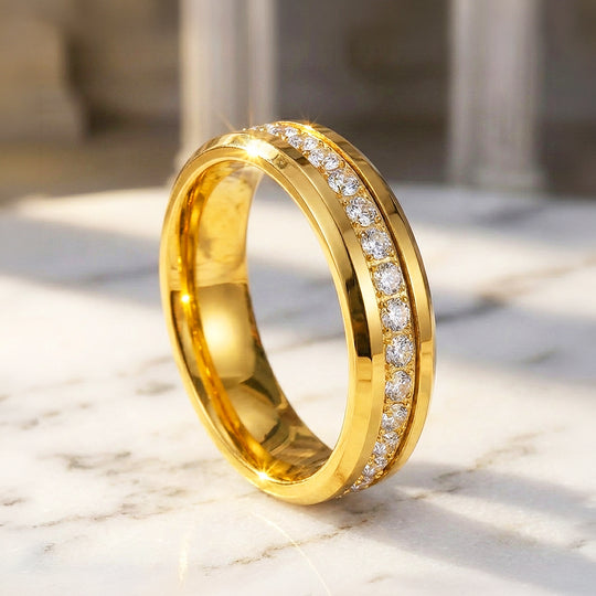 Knox Polished Gold Eternity Tungsten Carbide Ring