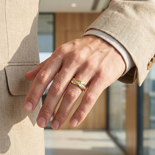 Knox Polished Gold Eternity Tungsten Carbide Ring