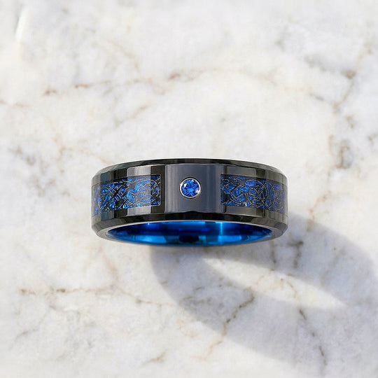 Legend | Blue Carbon Fibre Tungsten Carbide Ring | Men&