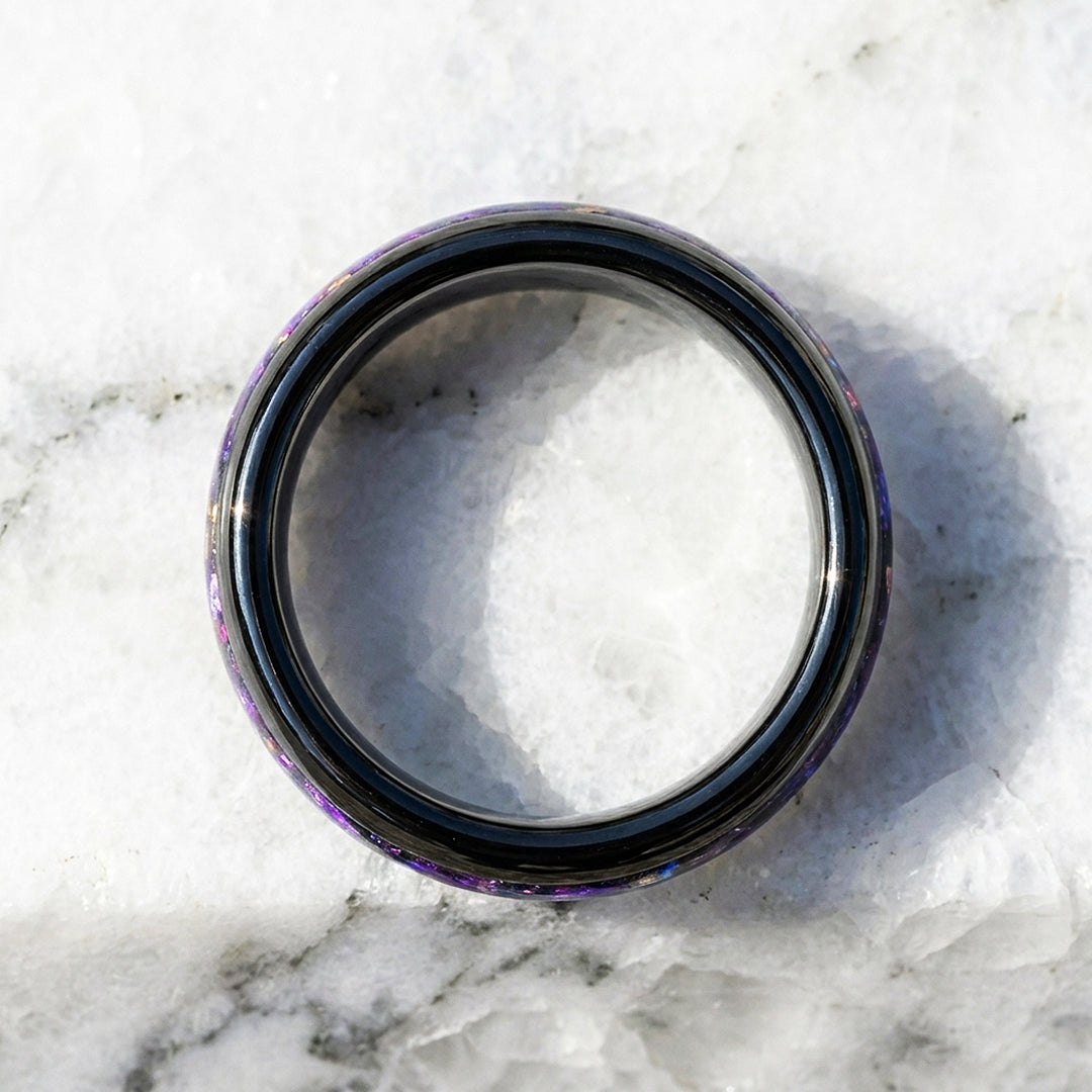 Lunara Polished Purple Galaxy Inlay Black Tungsten Carbide Ring - Ring | Singapore Jewellery, Wedding Rings &amp; Gifts | Same Day Delivery | Tiara.com.sg