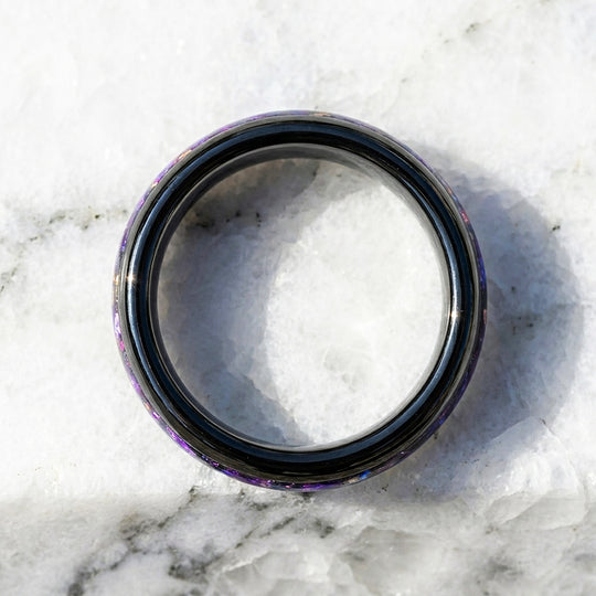 Lunara Polished Purple Galaxy Inlay Black Tungsten Carbide Ring - Ring | Singapore Jewellery, Wedding Rings &amp; Gifts | Same Day Delivery | Tiara.com.sg