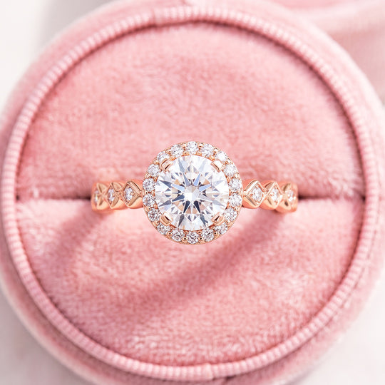 Rose Gold Halo Kite Link Ring | Women&