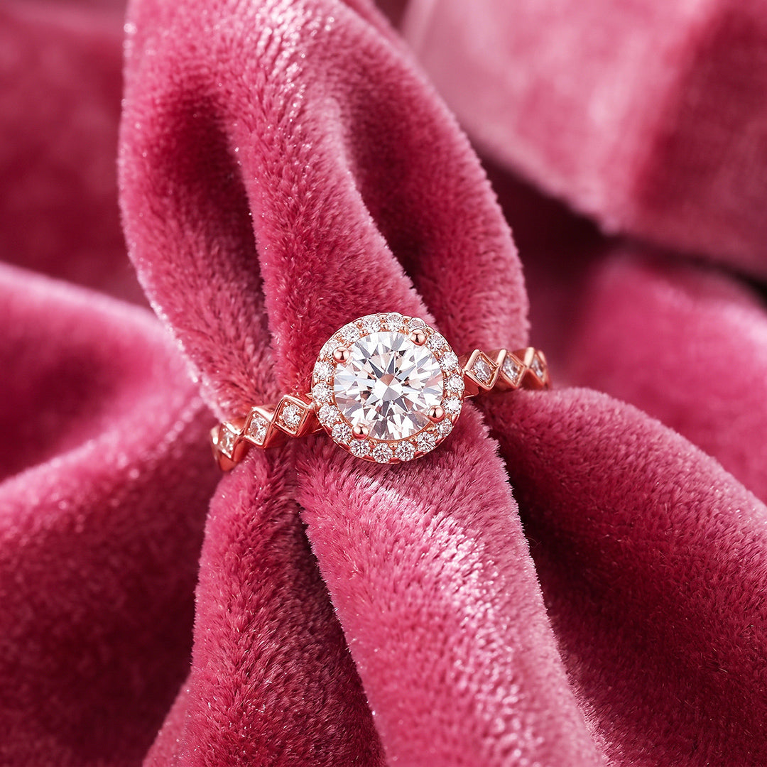 Rose Gold Halo Kite Link Ring | Women&