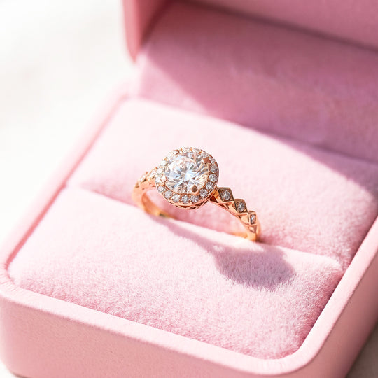 Rose Gold Halo Kite Link Ring | Women&