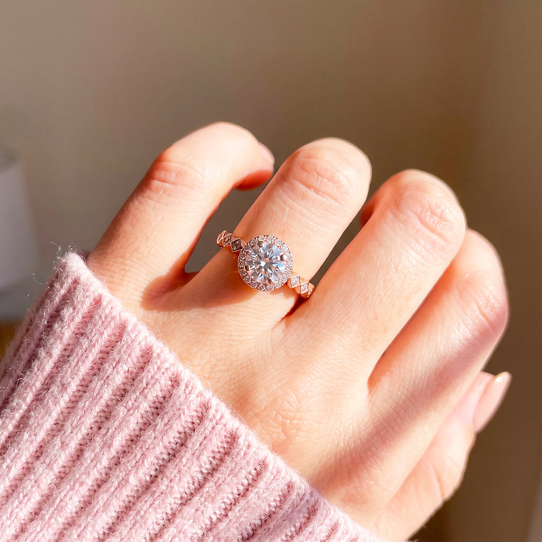 Rose Gold Halo Kite Link Ring | Women&
