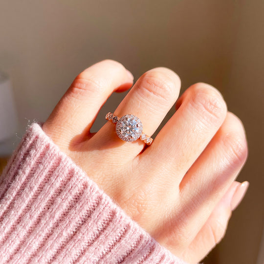 Rose Gold Halo Kite Link Ring | Women&