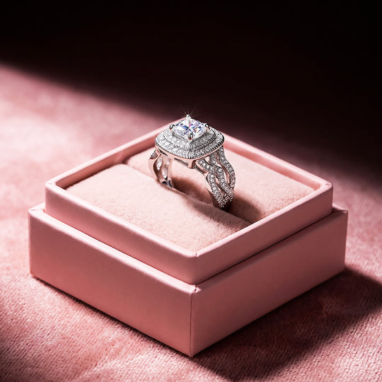 Cushion Double Halo Woven Ring | Luxe1862 - Clearance Sale❗