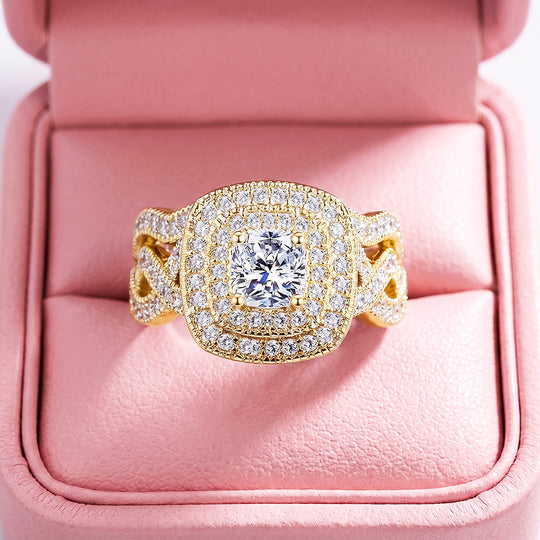 Cushion Double Halo Woven Ring | Luxe1862 - Clearance Sale❗