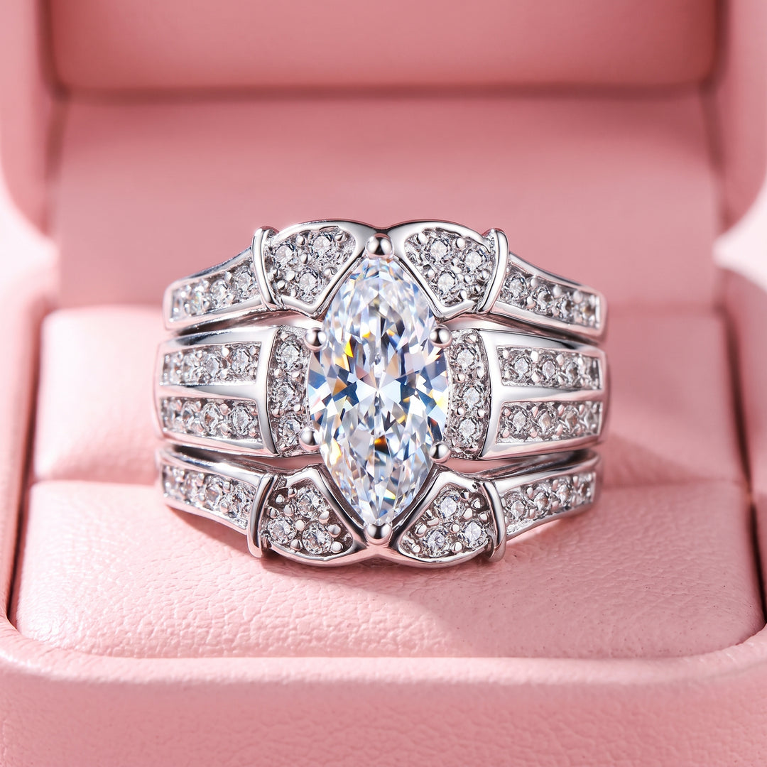 Marquise Three-Row Statement Ring | Luxe1890 - Clearance