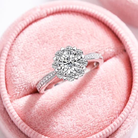 Floral Halo Solitaire Ring | Women&