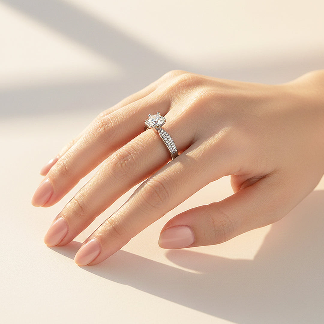 Round Solitaire Accent Engagement Ring | Luxe1896 - Ring | Singapore Jewellery, Wedding Rings &amp; Gifts | Same Day Delivery | Tiara.com.sg