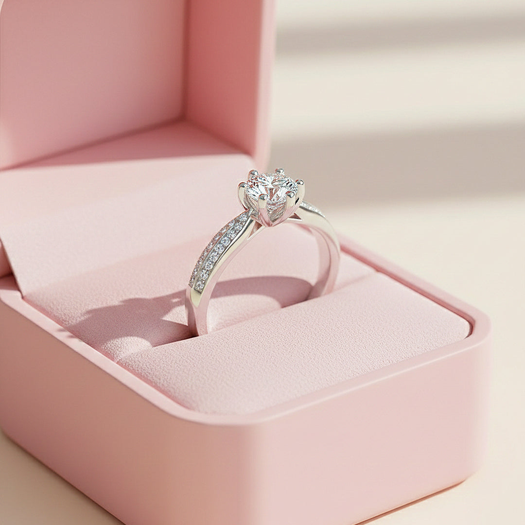 Round Solitaire Accent Engagement Ring | Luxe1896 - Ring | Singapore Jewellery, Wedding Rings &amp; Gifts | Same Day Delivery | Tiara.com.sg