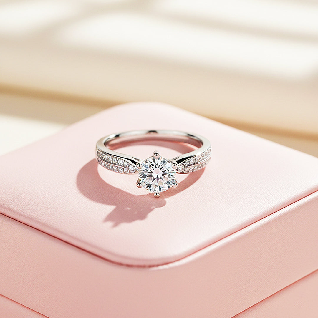 Round Solitaire Accent Engagement Ring | Luxe1896 - Ring | Singapore Jewellery, Wedding Rings &amp; Gifts | Same Day Delivery | Tiara.com.sg
