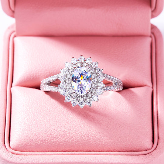 Oval Double Halo Ring | Women&