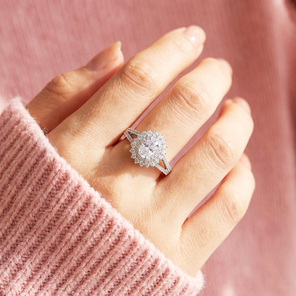 Oval Double Halo Ring | Women's Ring | Luxe1933 - Clearance Sale❗