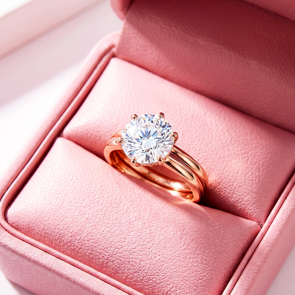 Rose Gold Solitaire Two-Piece Ring Set | Women's Ring Set | Luxe1946 - Clearance Sale❗