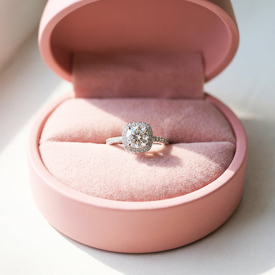 1.5ct White Gold Finish Cushion Halo Ring - Luxe1986