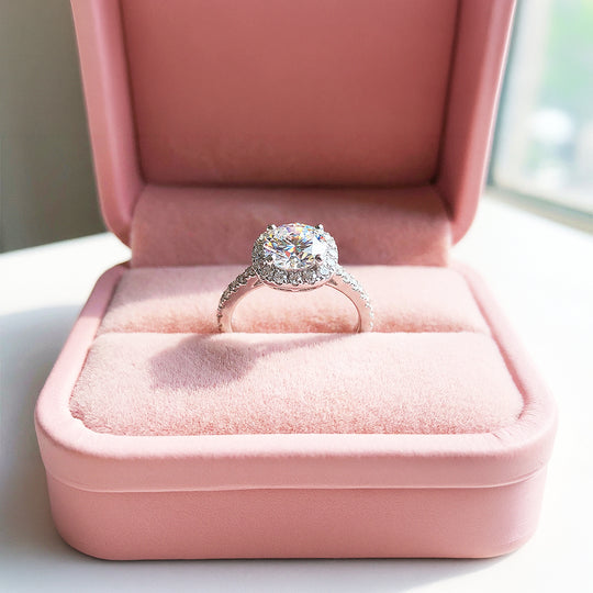 1.5ct White Gold Finish Cushion Halo Ring - Luxe1986