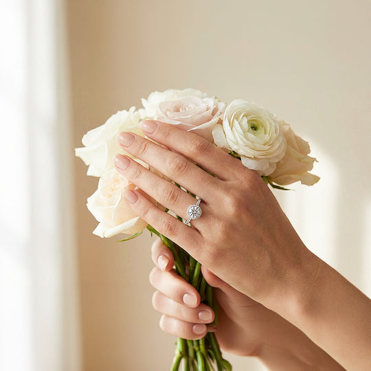 1.5ct White Gold Finish Halo Ring - Luxe1990