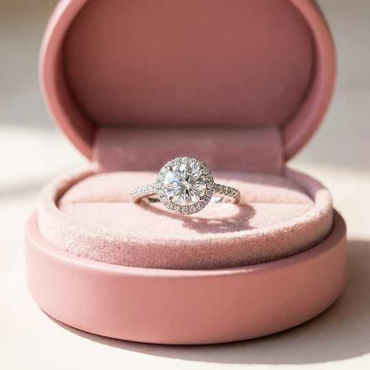 1.5ct White Gold Finish Halo Ring - Luxe1990