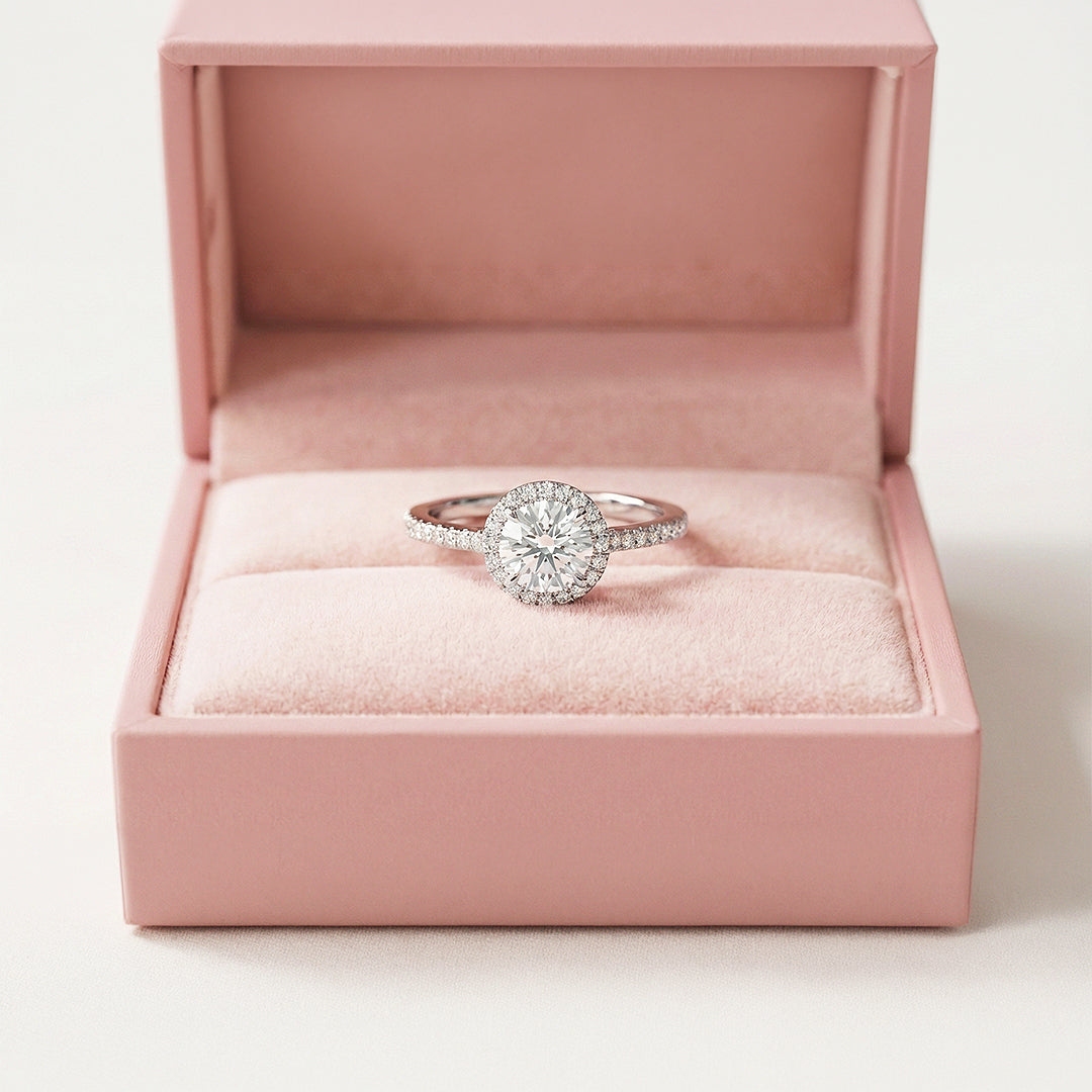 1.5ct White Gold Finish Halo Ring - Luxe1990