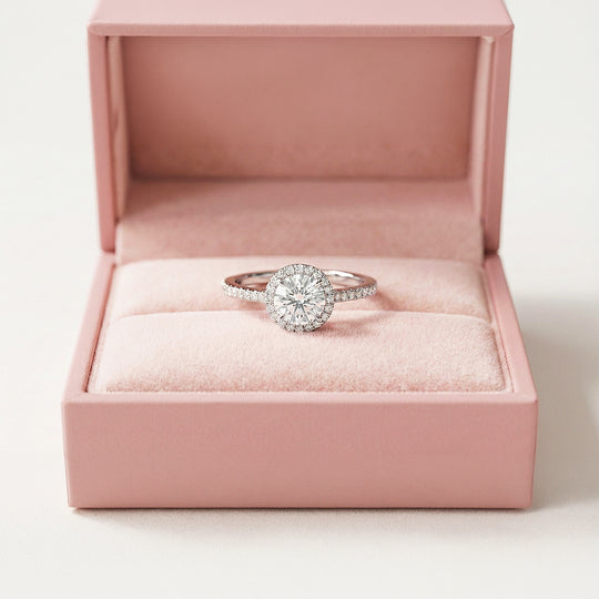 1.5ct White Gold Finish Halo Ring - Luxe1990