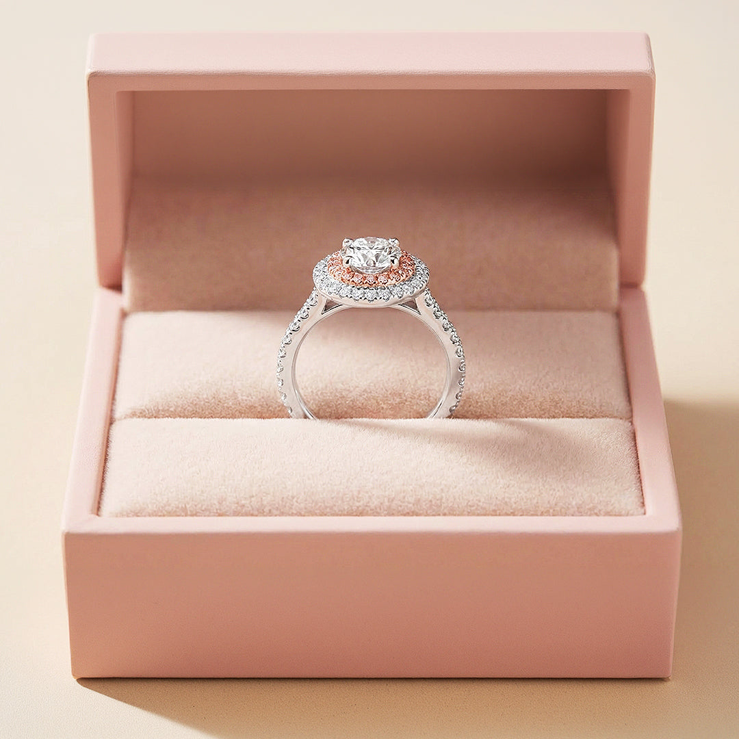 1.3ct White Gold Finish Double Halo Ring - Luxe1991