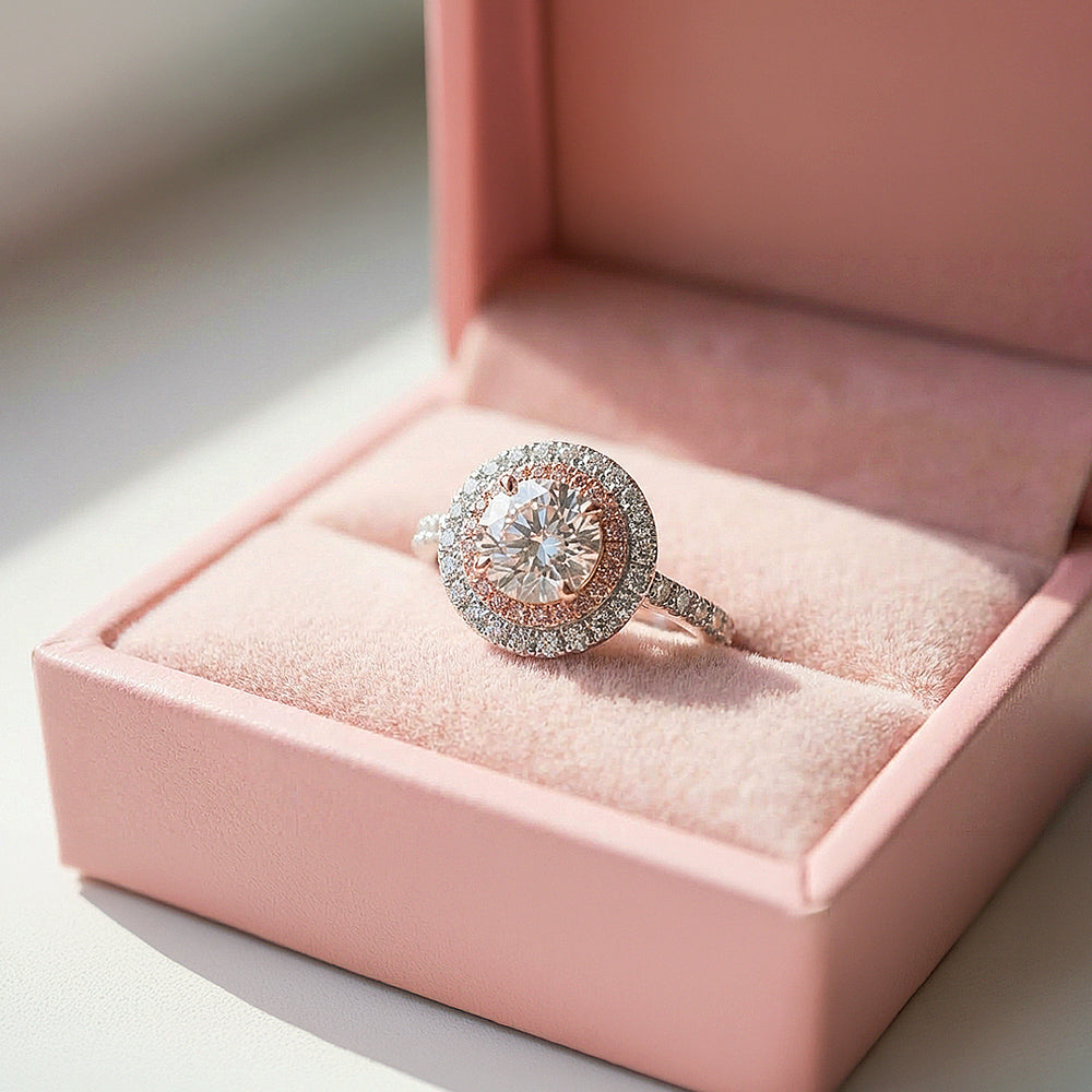 1.3ct White Gold Finish Double Halo Ring - Luxe1991