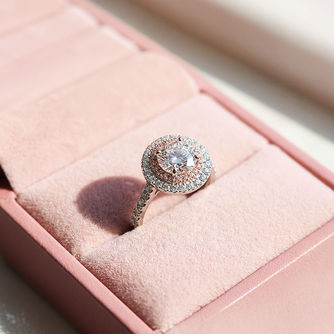 1.3ct White Gold Finish Double Halo Ring - Luxe1991