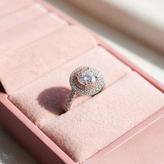 1.3ct White Gold Finish Double Halo Ring - Luxe1991