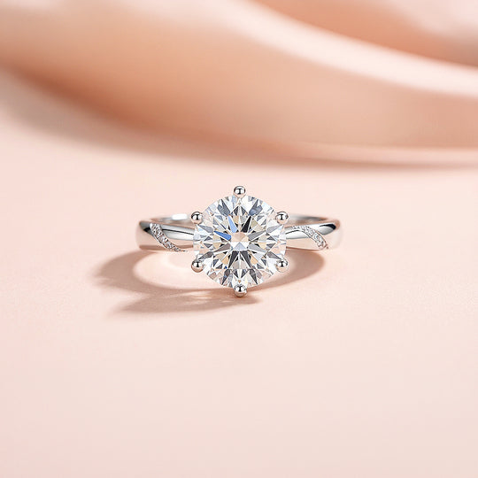 1ct White Gold Finish Twisted Solitaire Ring - Luxe1992