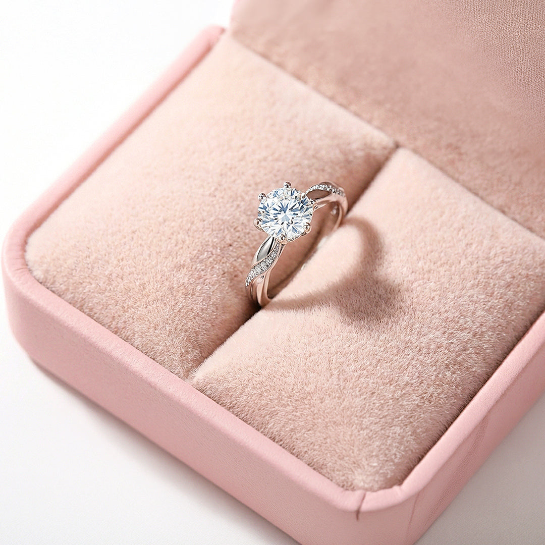 1ct White Gold Finish Twisted Solitaire Ring - Luxe1992