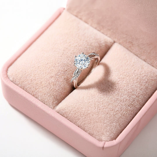 1ct White Gold Finish Twisted Solitaire Ring - Luxe1992