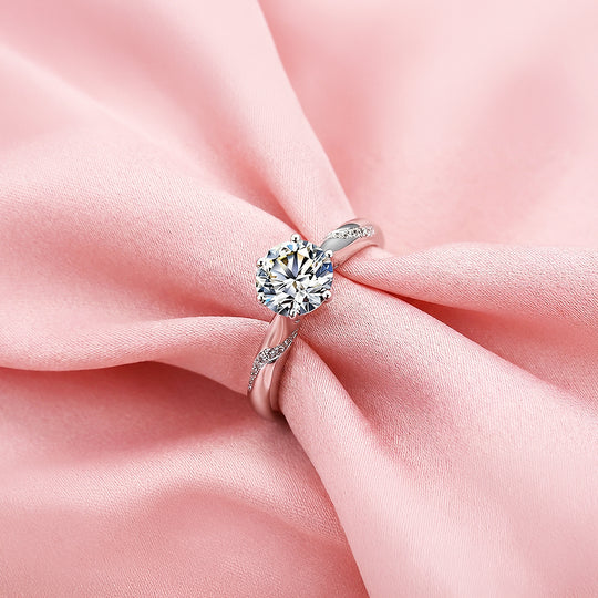 1ct White Gold Finish Twisted Solitaire Ring - Luxe1992