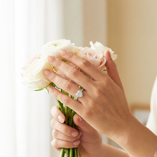 1.3ct White Gold Finish Heart Halo Ring - Luxe1993