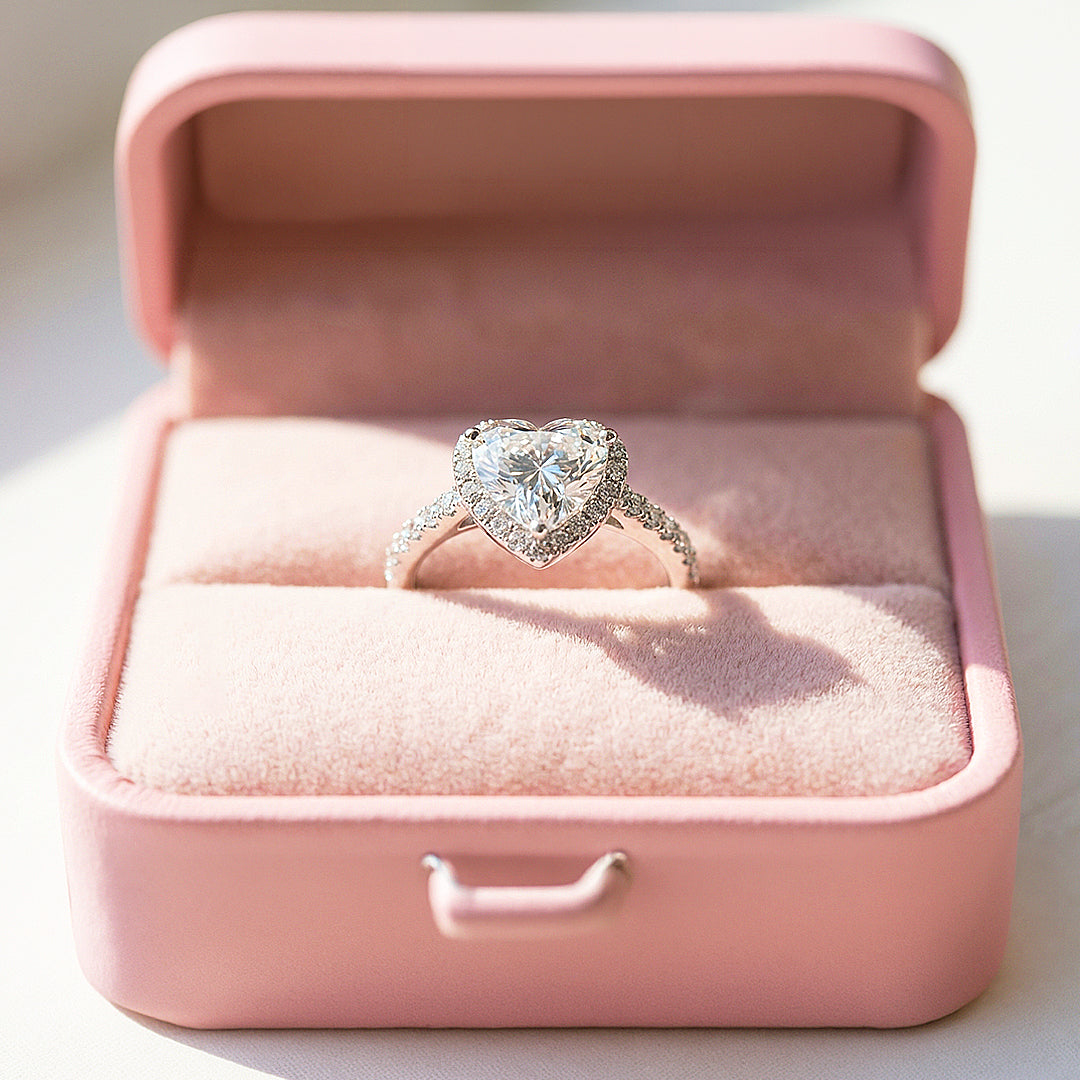 1.3ct White Gold Finish Heart Halo Ring - Luxe1993